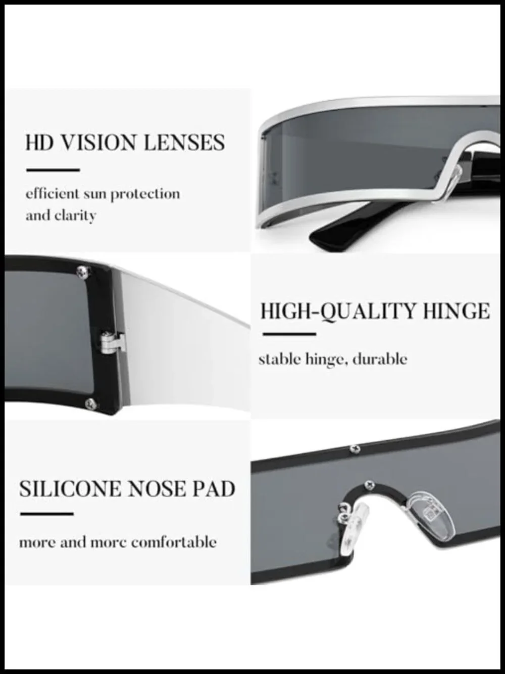 Cyclops Visor Y2K Sunglasses Wrap Around Metal Frame UV Protection